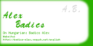alex badics business card